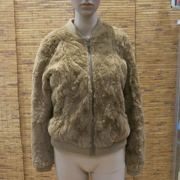 Chaser Faux Fur Bomber Jacket in Carmel color - Picture 1 of 7